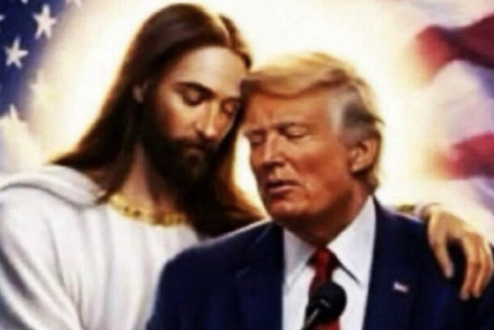 Trump yongeye gushyira hanze ifoto imugaragaza afashwe na Yezu ku rutugu