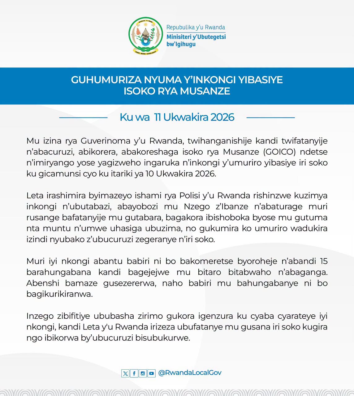 Hemejwe ko nta muntu waburiye ubuzima mu Inkongi yibasiye isoko rya Musanze