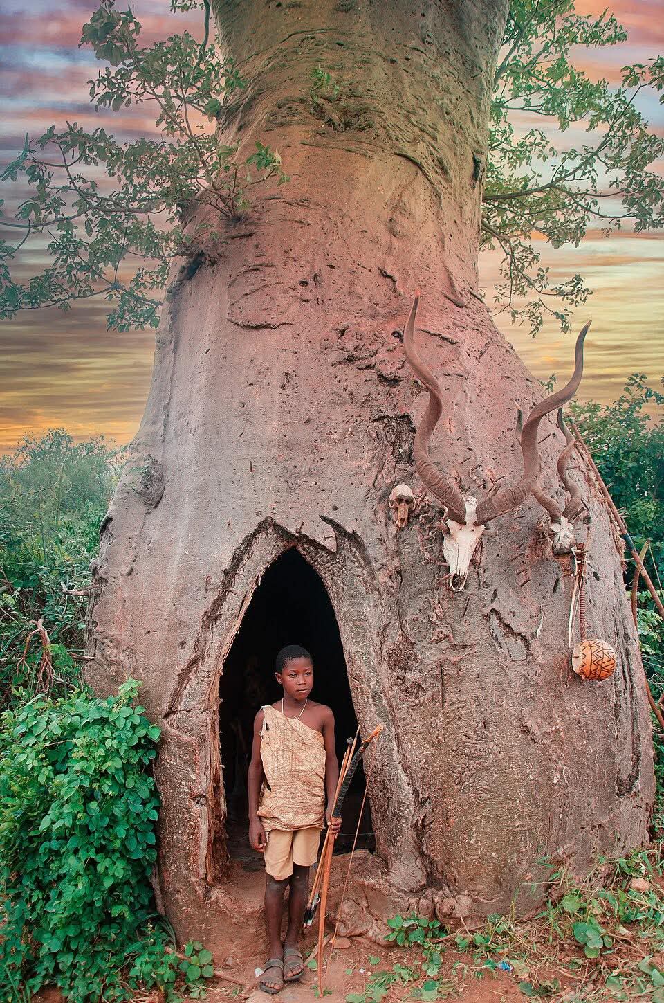 Hadzabe Children And Tree House 