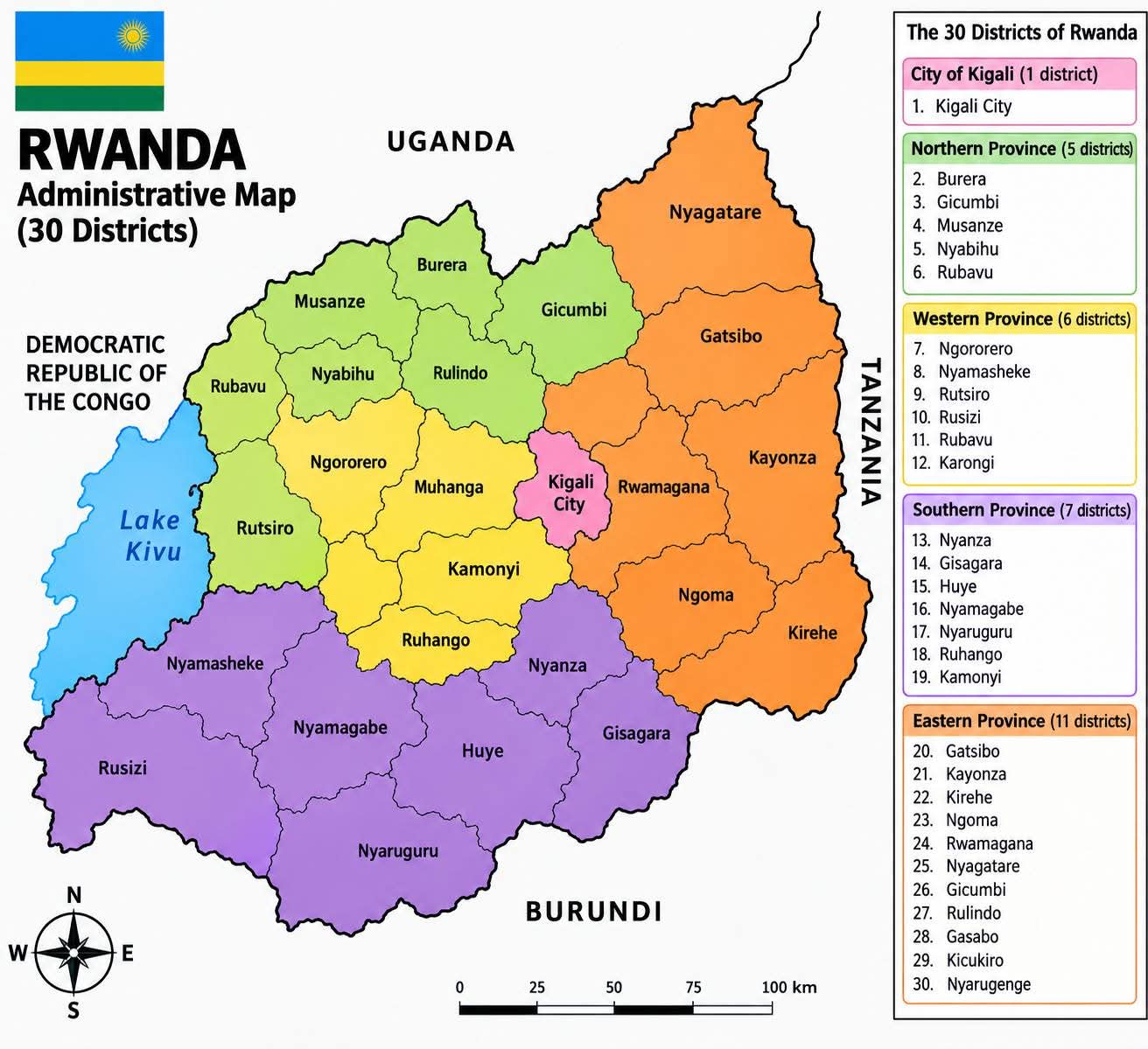 Rwanda Administrative Map